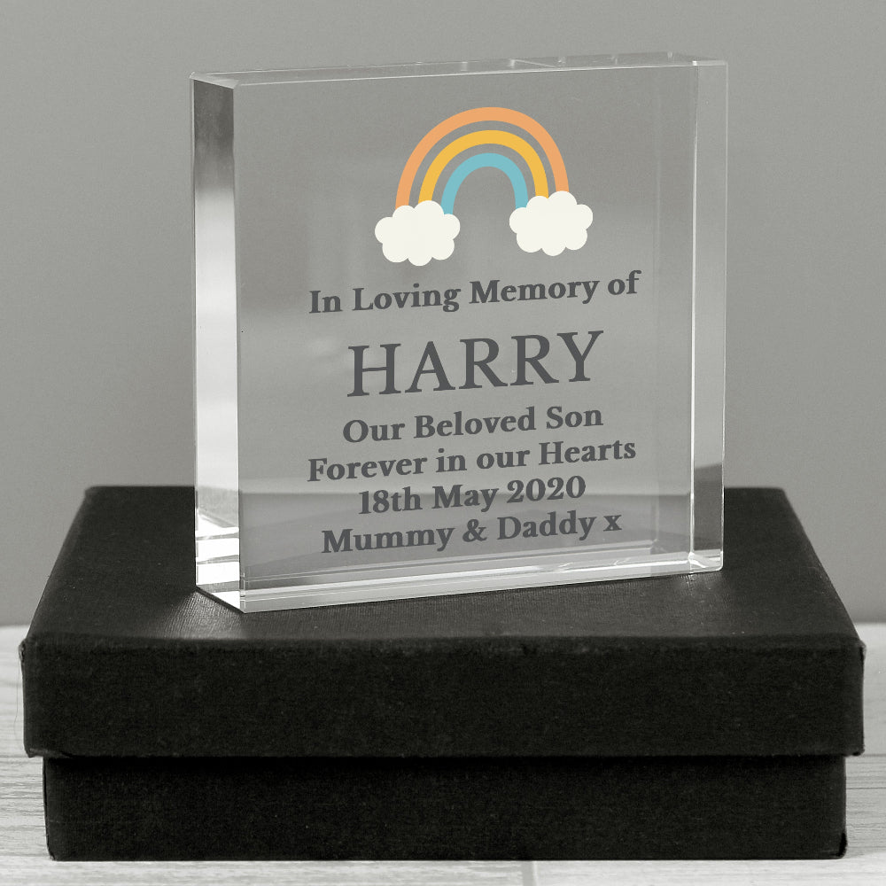 Eleanoras Personalised Rainbow Memorial Crystal Token Keepsakes