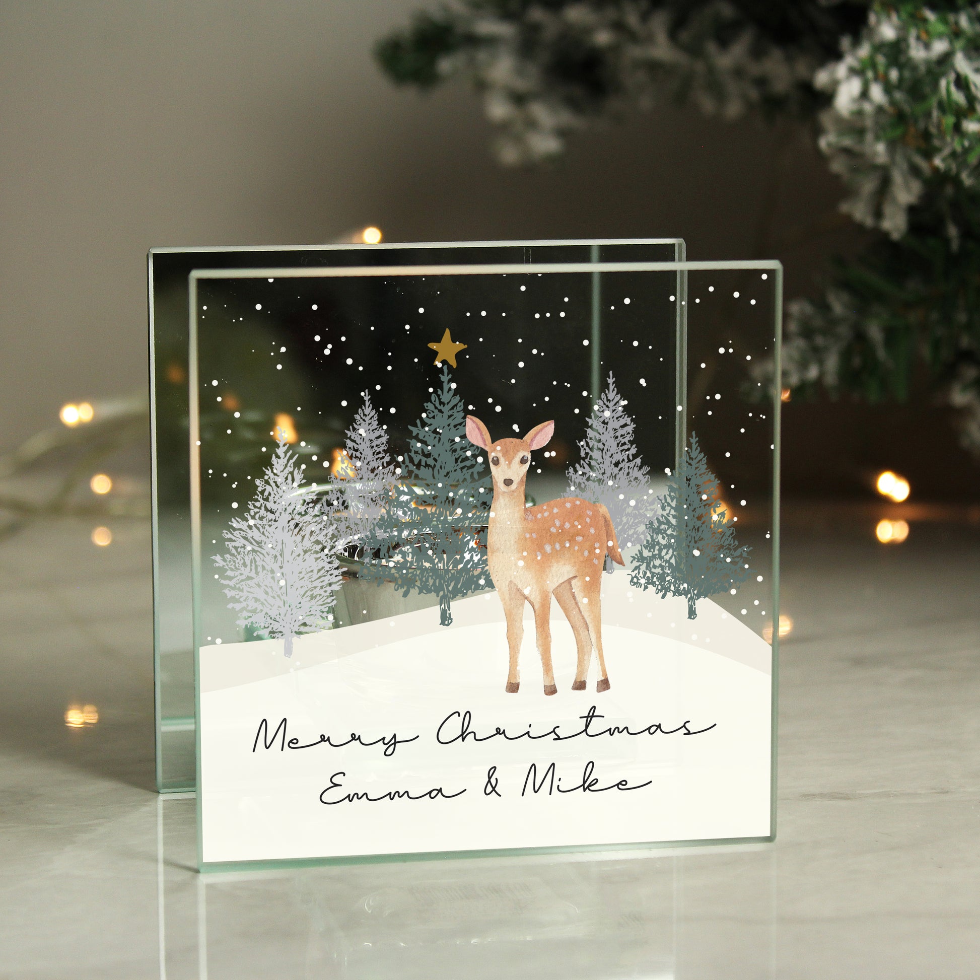 CHRISTMAS DEER GLASS TEA LIGHT CANDLE HOLDER CANDLE HOLDERS from Eleanoras