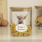 Eleanoras Personalised Highland Cow Glass Jar Storage Jars