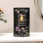 Eleanoras Personalised Wild Flowers Smoked Glass LED Candle 