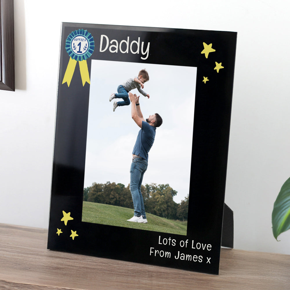 Eleanoras Personalised No.1  Dad Black Glass Frame Photo Frames