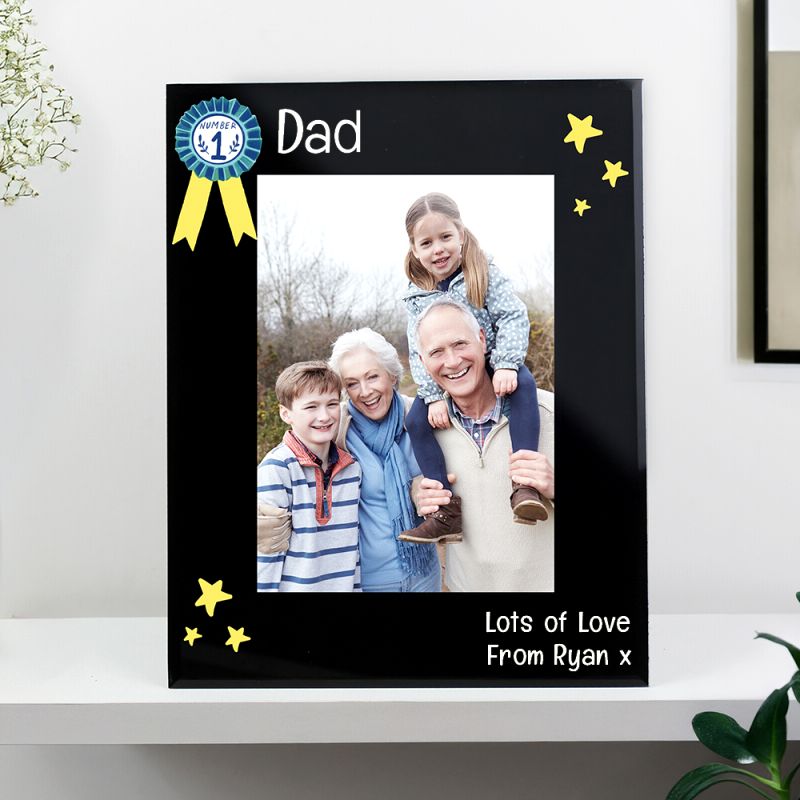 Eleanoras Personalised No.1  Dad Black Glass Frame Photo Frames