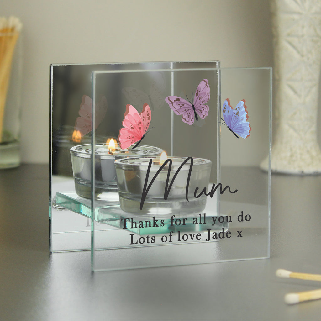Personalised Butterfly Mirrored Tealight Holder