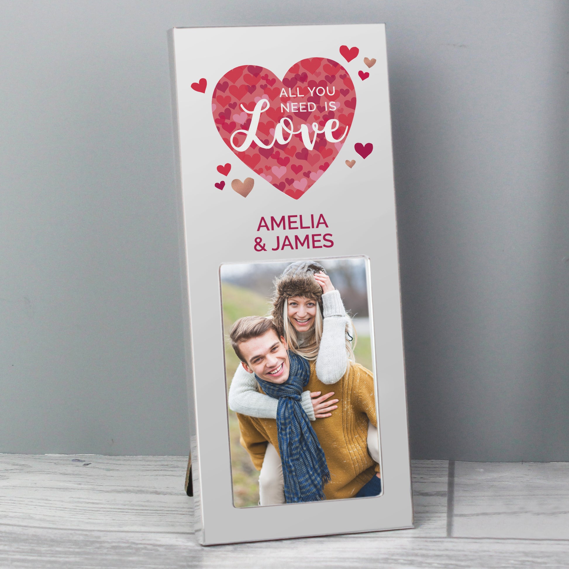 ALL YOU NEED IS LOVE CONFETTI HEARTS PHOTO FRAME