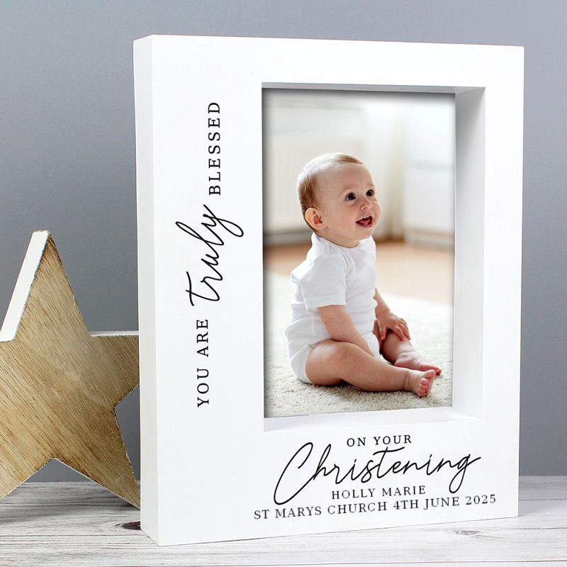 Eleanoras Personalised 'Truly Blessed' Christening  Box Photo Frame Photo Frames, Albums & Guest Books