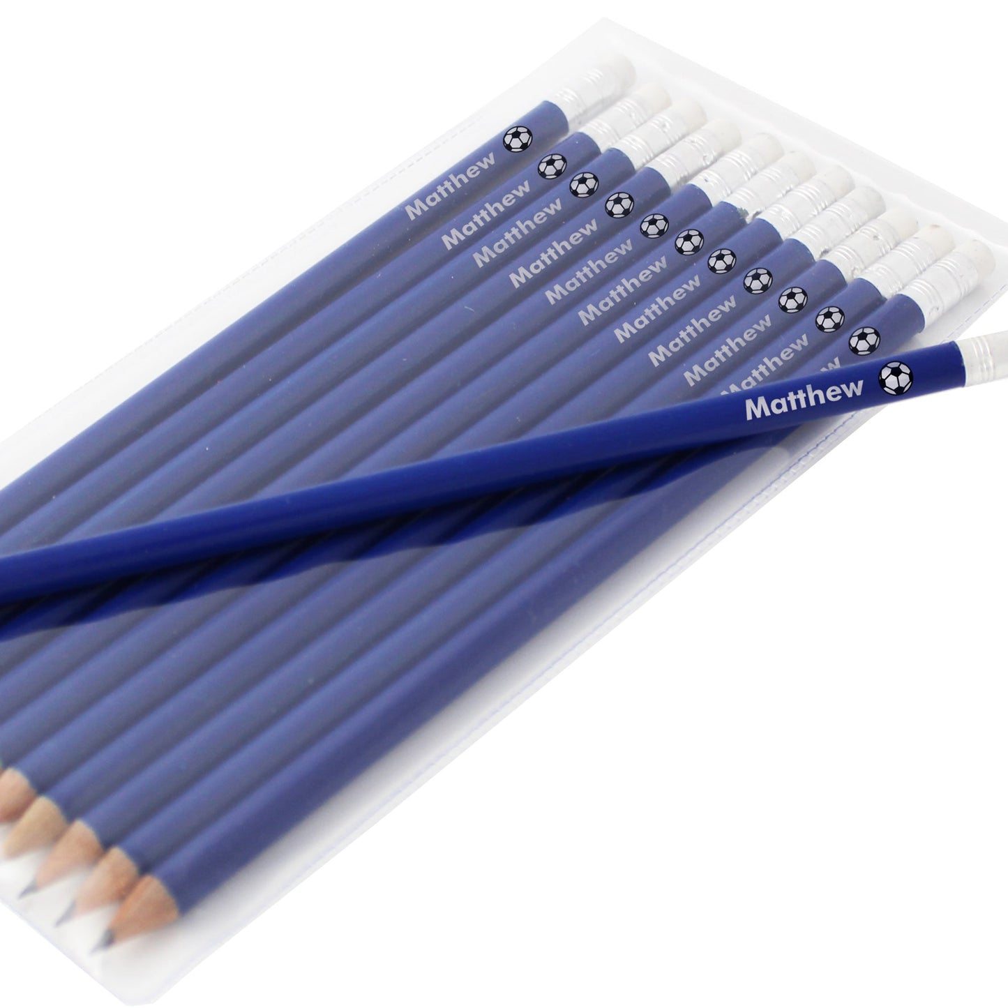 Eleanoras Personalised Football Motif Blue Pencils PENS, PENCILS & CASES