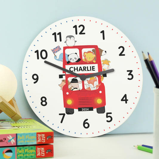 Eleanoras LONDON ANIMAL BUS WOODEN CLOCK Clocks