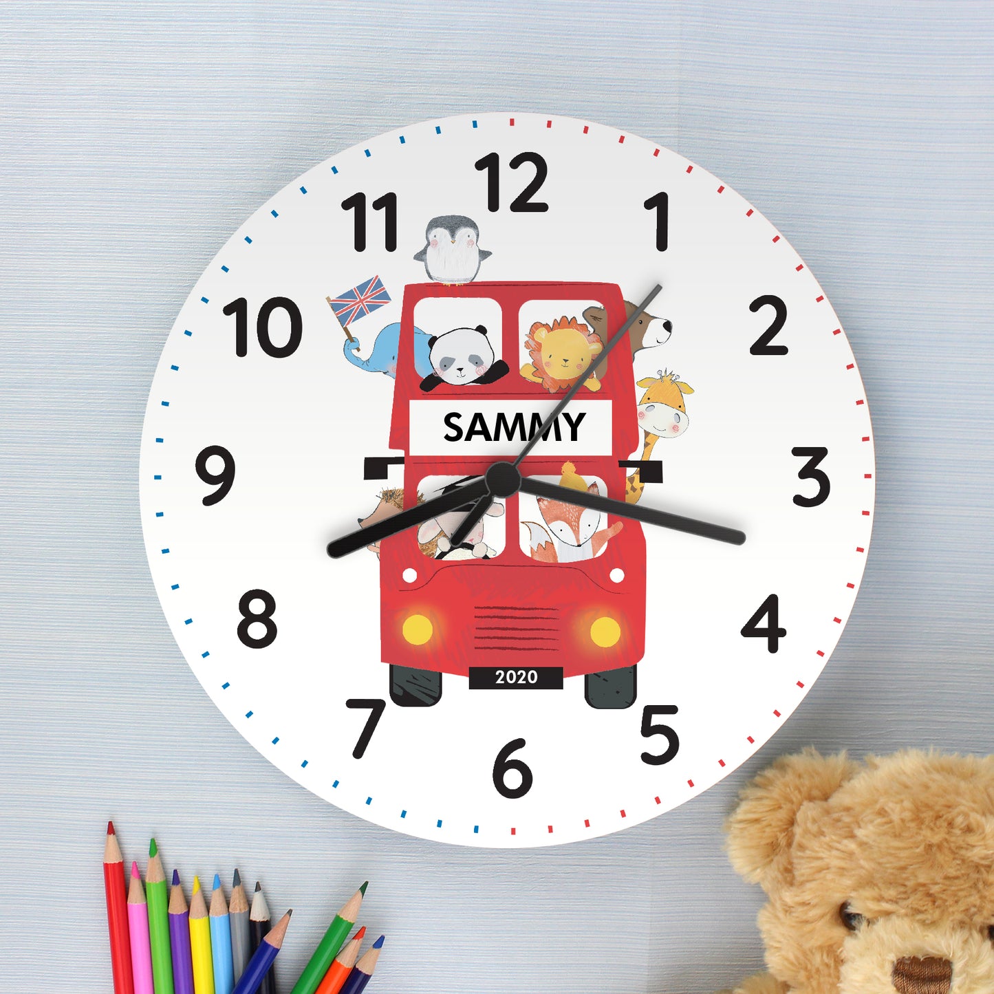 Eleanoras LONDON ANIMAL BUS WOODEN CLOCK Clocks