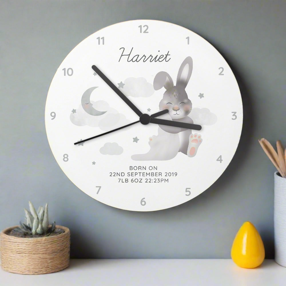 Eleanoras BABY BUNNY WHITE WOODEN CLOCK Clocks