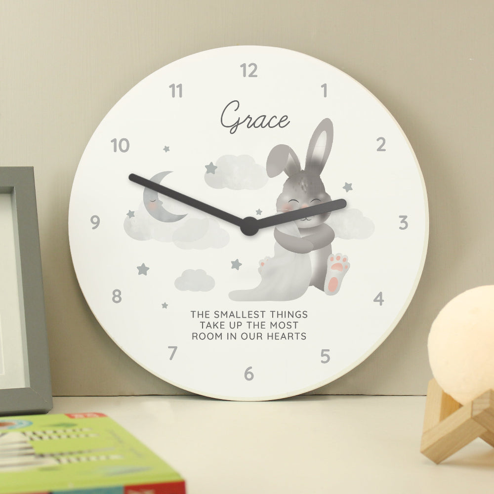Eleanoras Personalised Baby Bunny  Wooden Clock Clocks