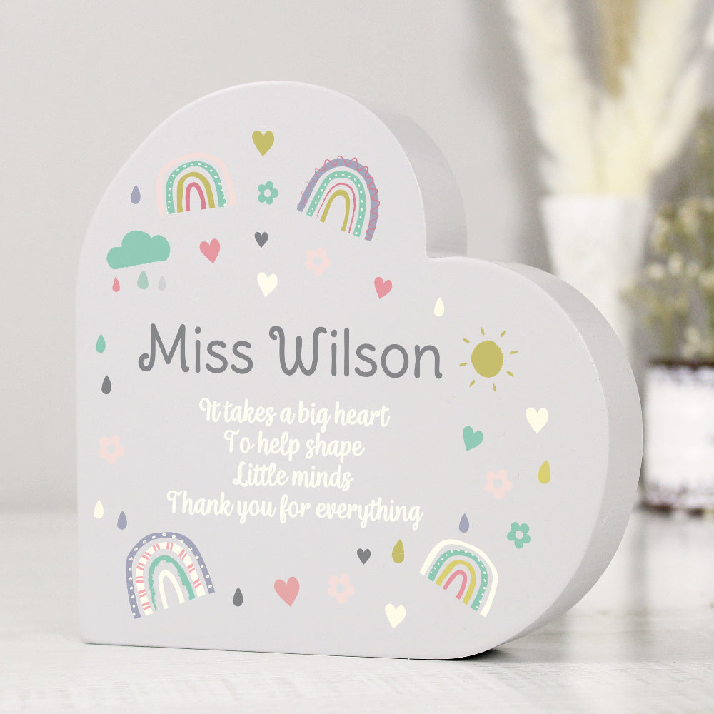 Eleanoras Personalised Rainbow Teacher Heart Ornament 