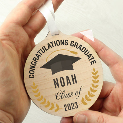 Eleanoras GRADUATION PERSONALISED ROUND WOODEN DECORATION 