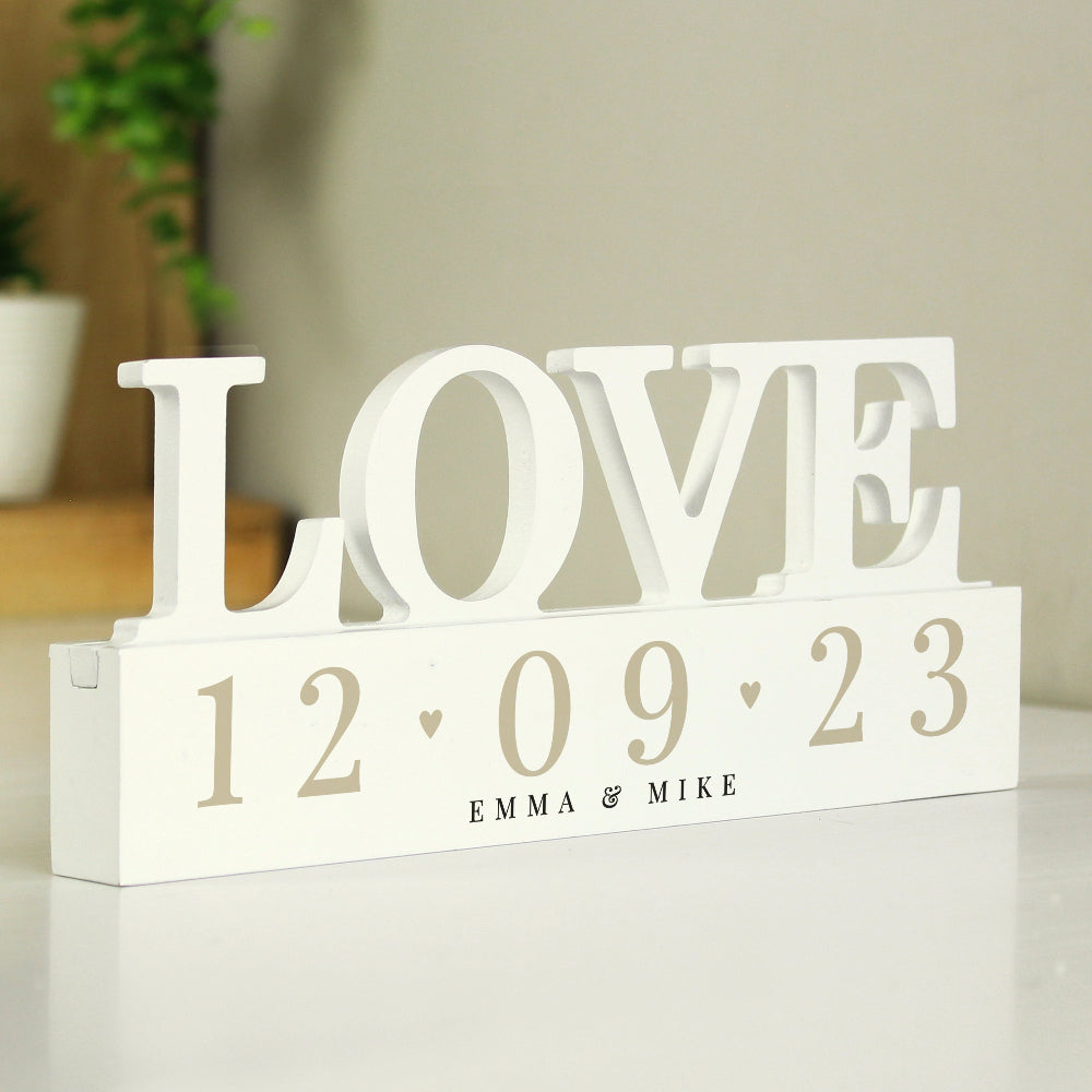 Eleanoras Personalised Big Date Wooden Love Ornament Figurines & Sculptures