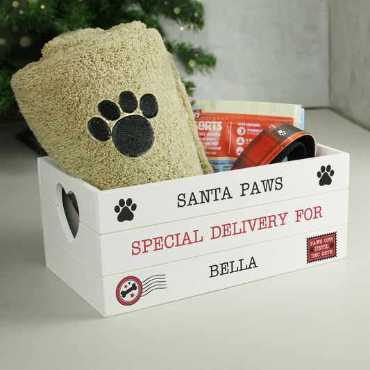 SANTA PAWS PERSONALISED WOODEN CRATE