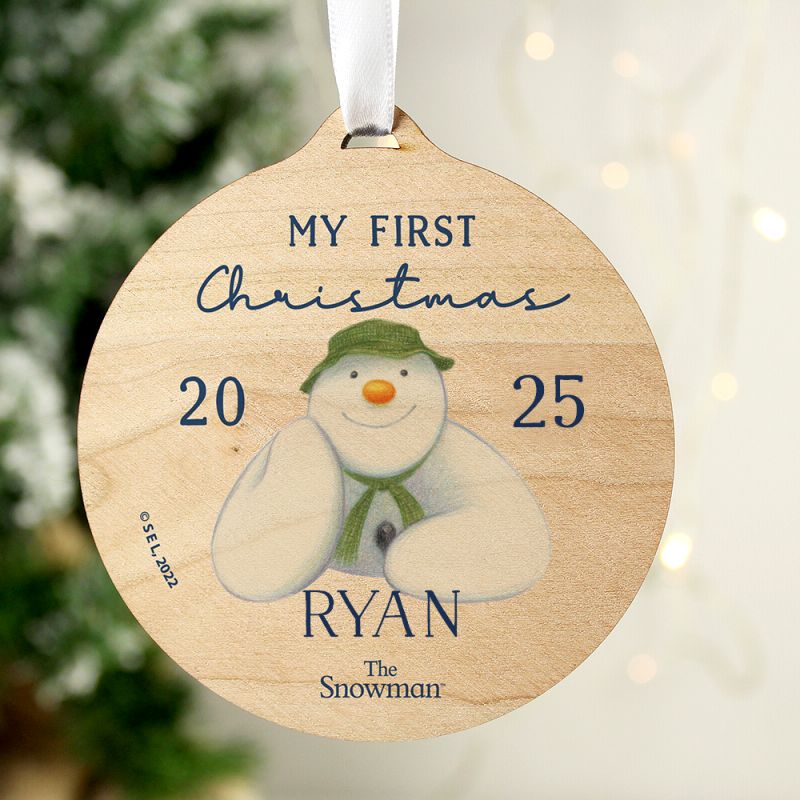 The Snowman First Christmas Wooden Decoration