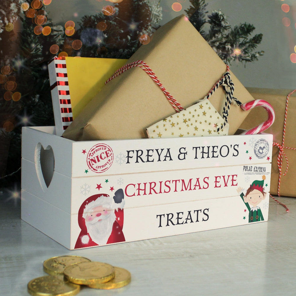 Eleanoras Personalised Christmas White Wooden Crate 