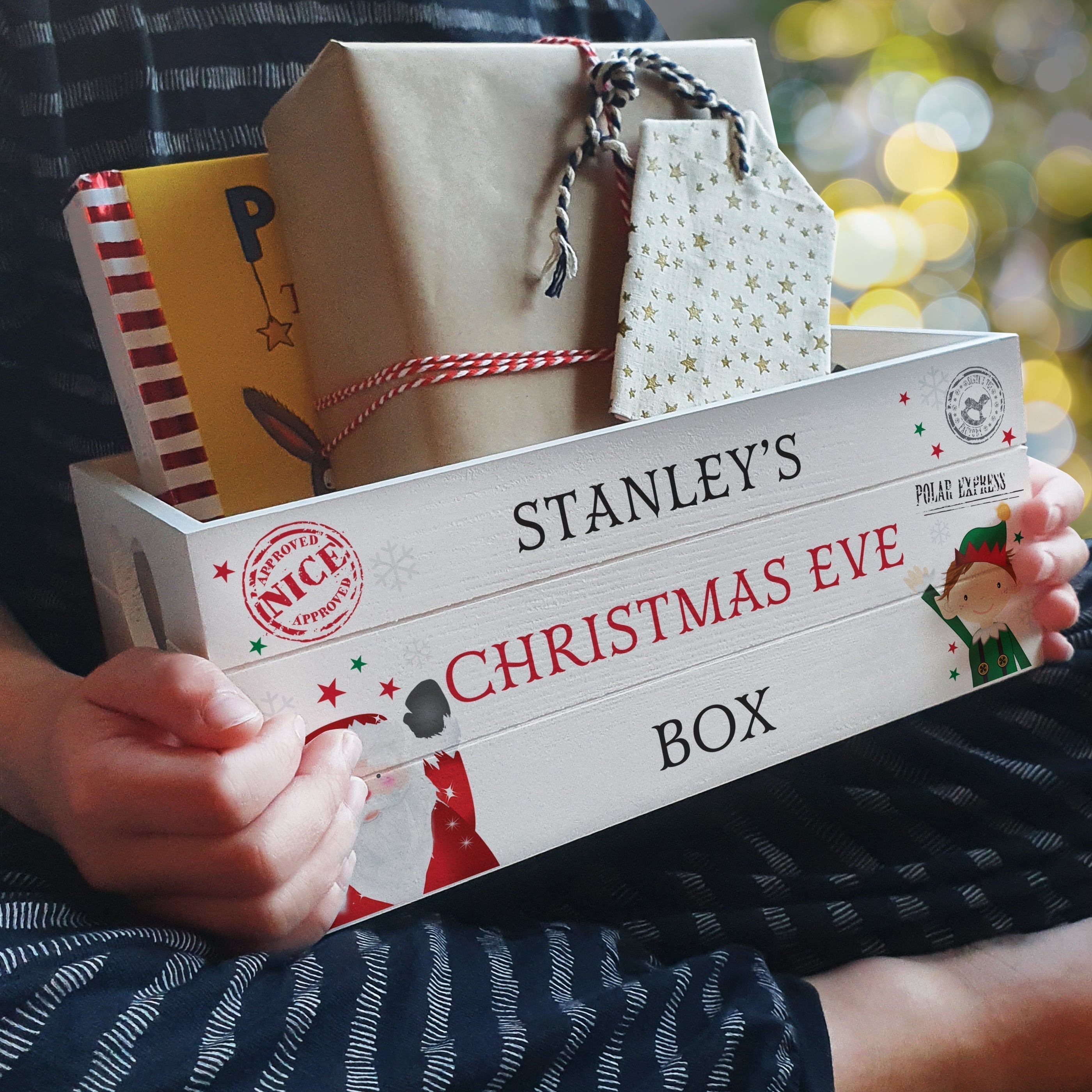 Eleanoras Personalised Christmas White Wooden Crate 
