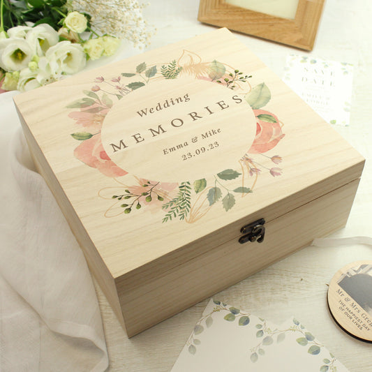 FLORAL WATERCOLOUR PERSONALISED WOODEN KEEPSAKE BOX BOXES & CHESTS from Eleanoras