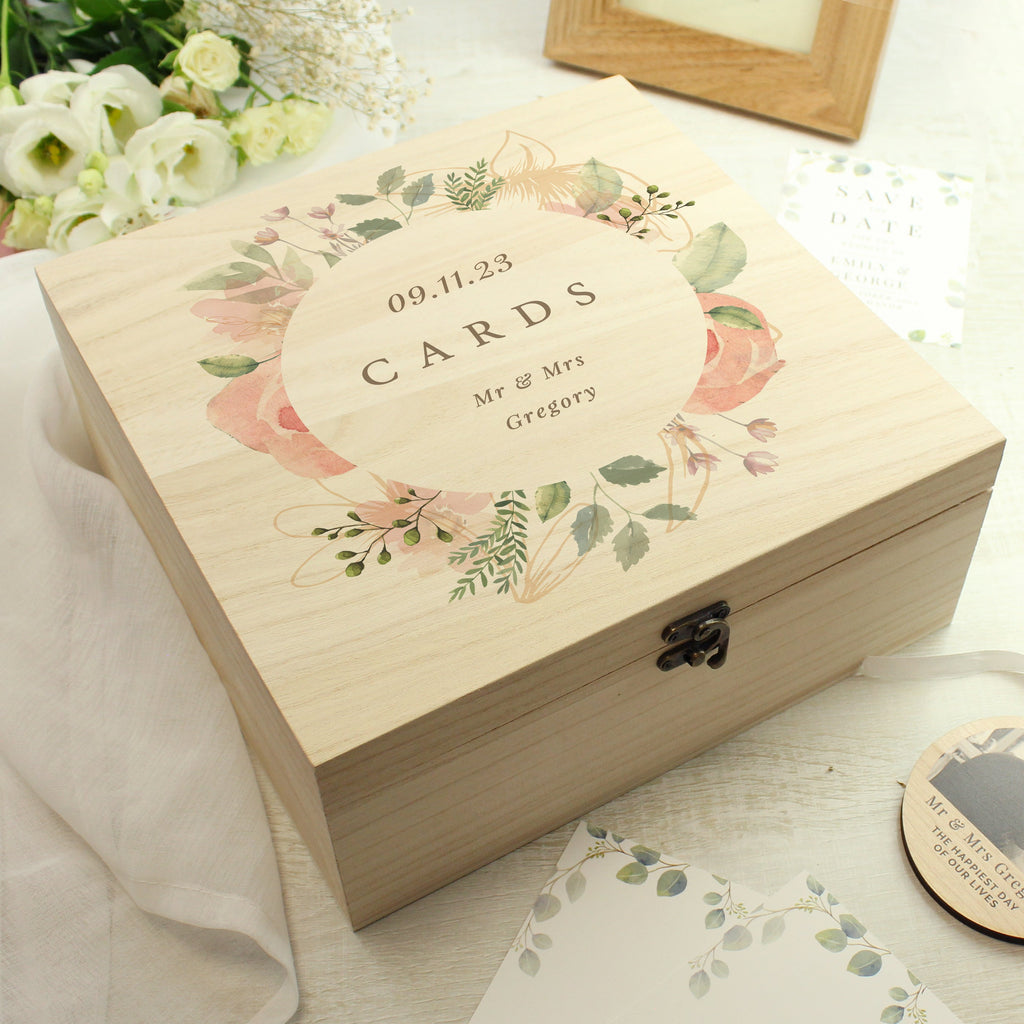 Eleanoras Personalised Floral Watercolour Wooden Keepsake Box Boxes & Chests
