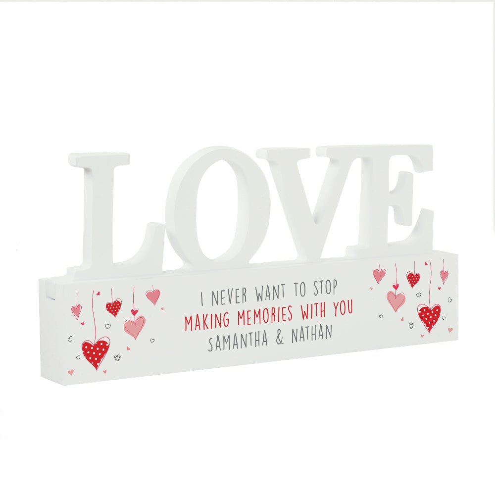 Eleanoras Personalised Red Hearts Wooden Love Ornament Ornaments