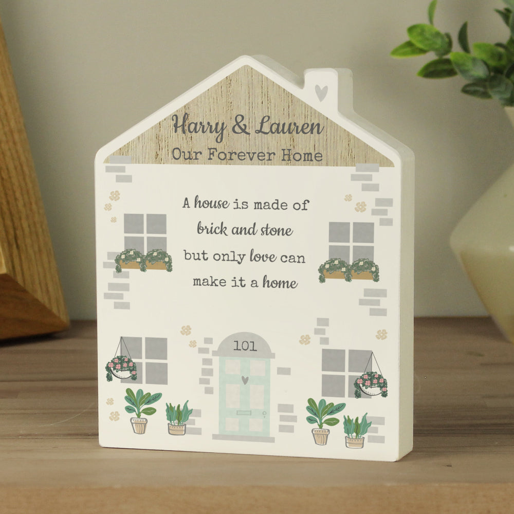 Eleanoras Personalised Love Makes A Home Wooden House Ornament 