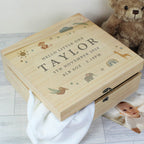 Eleanoras Personalised Safari Animals Large Wooden Keepsake Box Boxes & Chests
