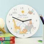 Eleanoras Personalised Safari Animals Wooden Nursery Clock Clocks