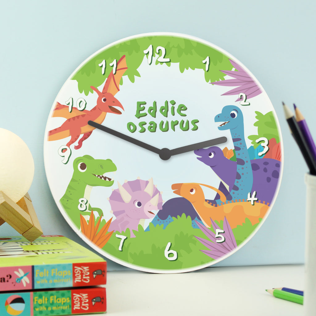 Eleanoras Personalised Dinosaur Wooden Clock Clocks