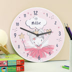 Eleanoras Personalised Princess Ballerina Wooden Childrens Clock Clocks