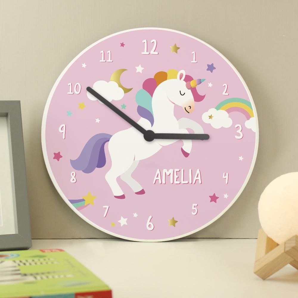Eleanoras Personalised Unicorn Wooden Clock Clocks