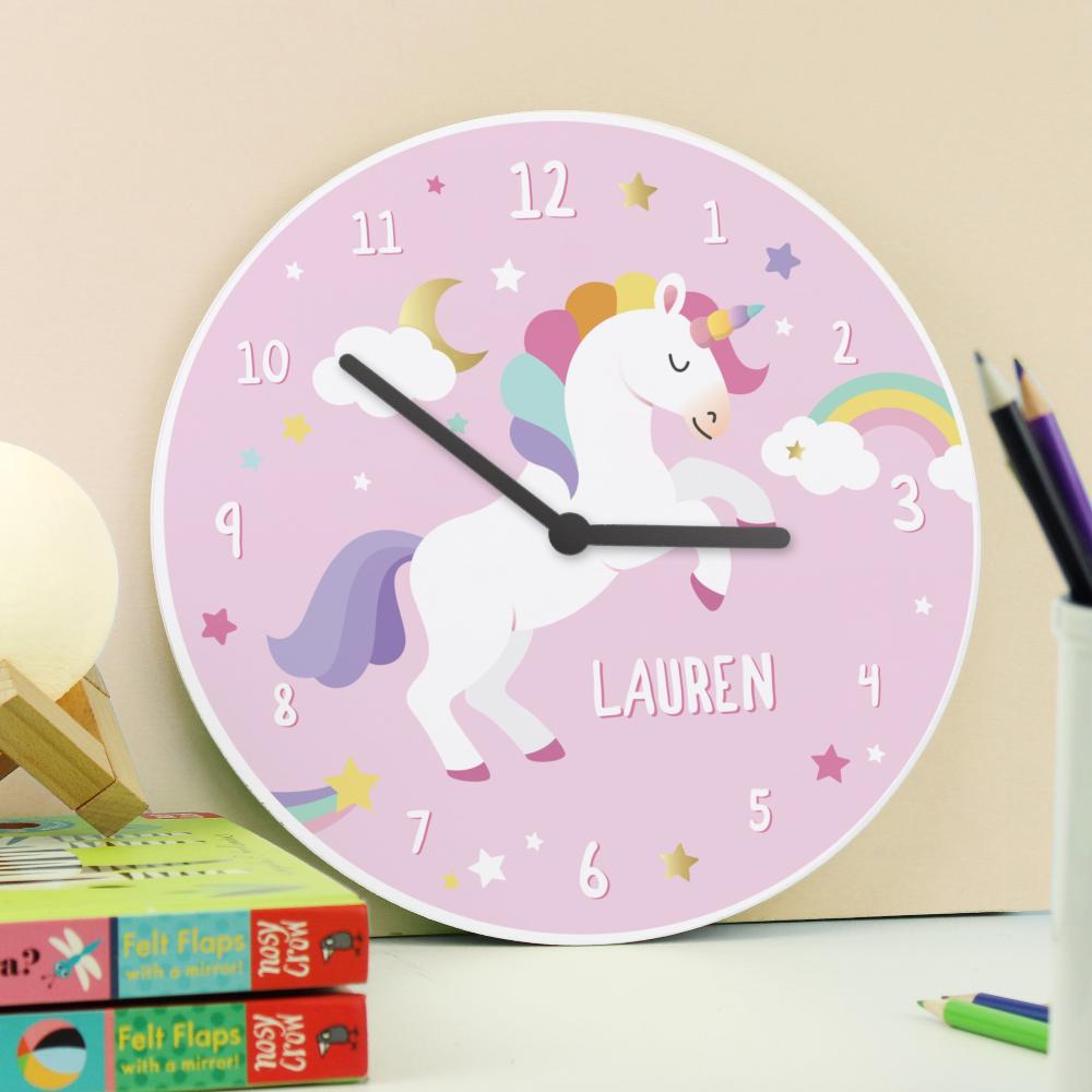 Eleanoras Personalised Unicorn Wooden Clock Clocks