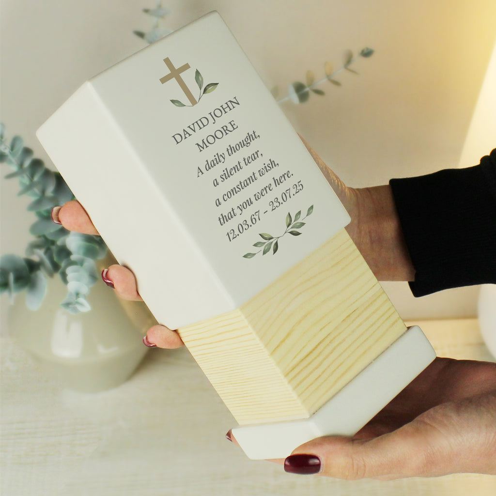 Eleanoras Personalised Memorial Cross Small Wooden Urn 