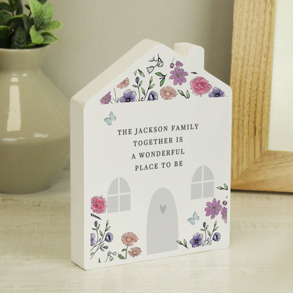 Eleanoras Personalised Wild Flowers Wooden House Ornament 