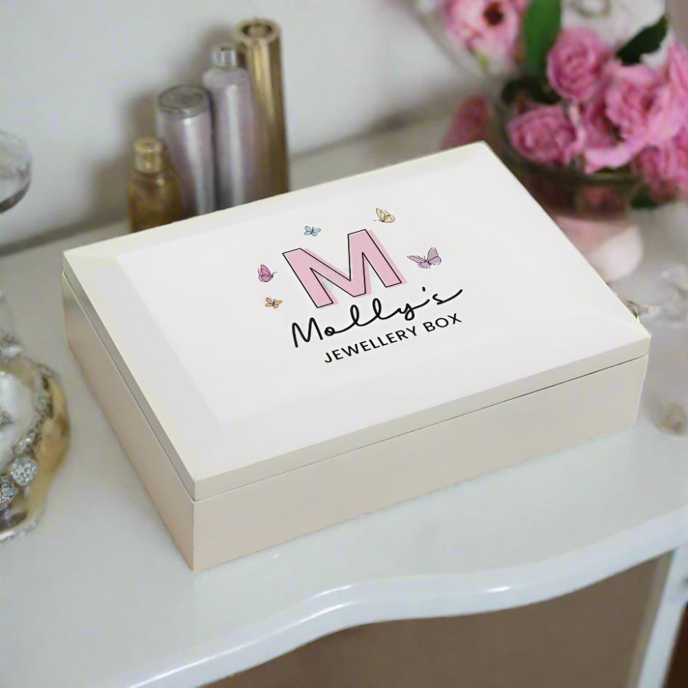 Eleanoras Personalised Butterfly Initial Jewellery Box Jewellery Storage