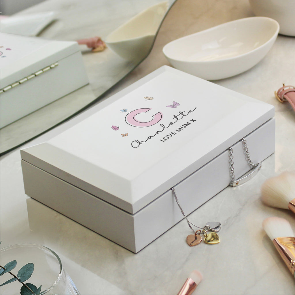Eleanoras Personalised Butterfly Initial Jewellery Box Jewellery Storage