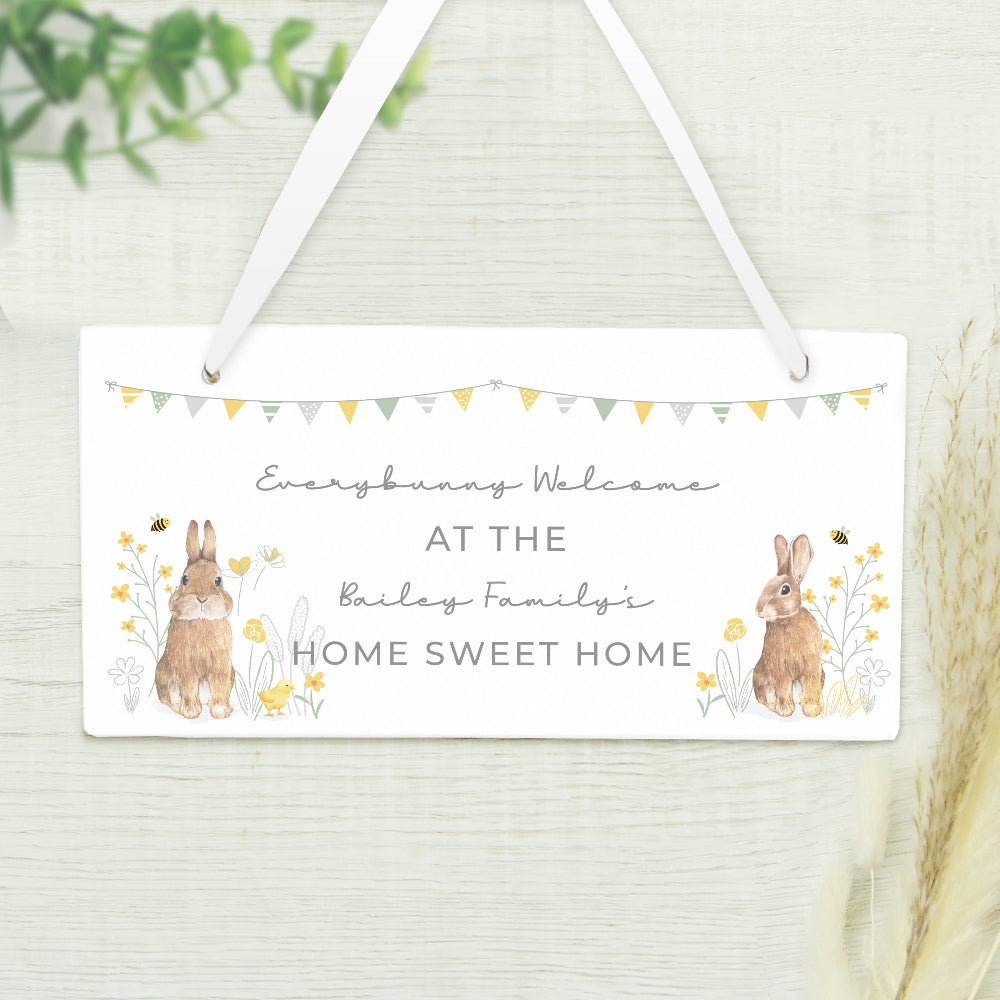 Eleanoras Personalised Spring Bunny Wooden Sign Signs & Plaques