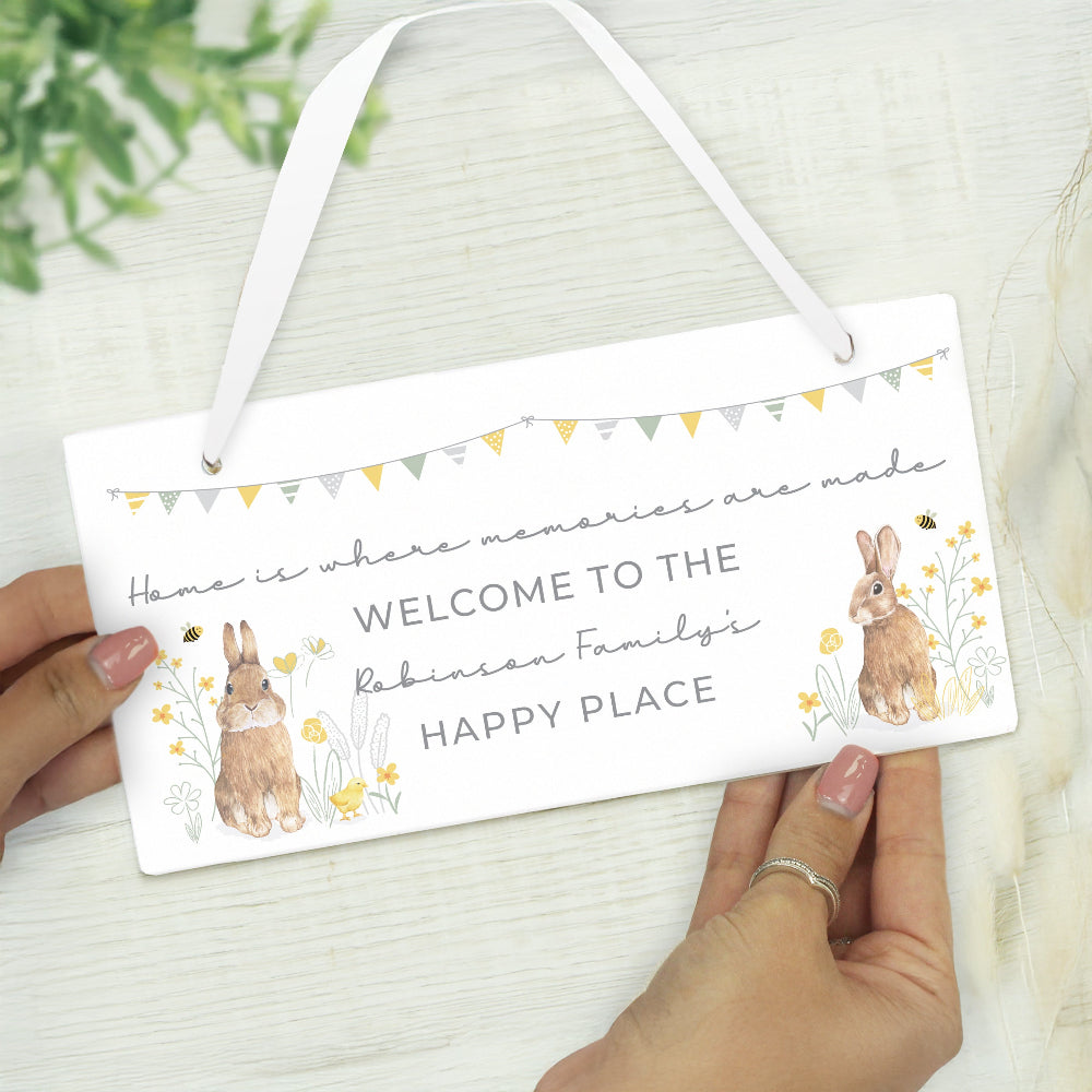 Eleanoras Personalised Spring Bunny Wooden Sign Signs & Plaques