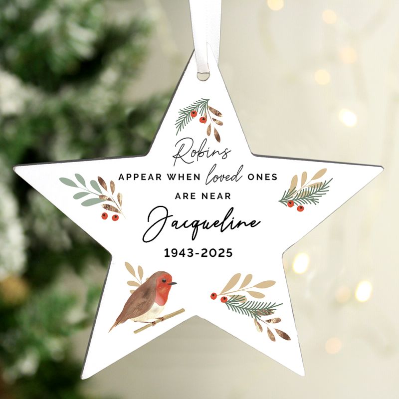 Personalised Robin Memorial Star Ornament
