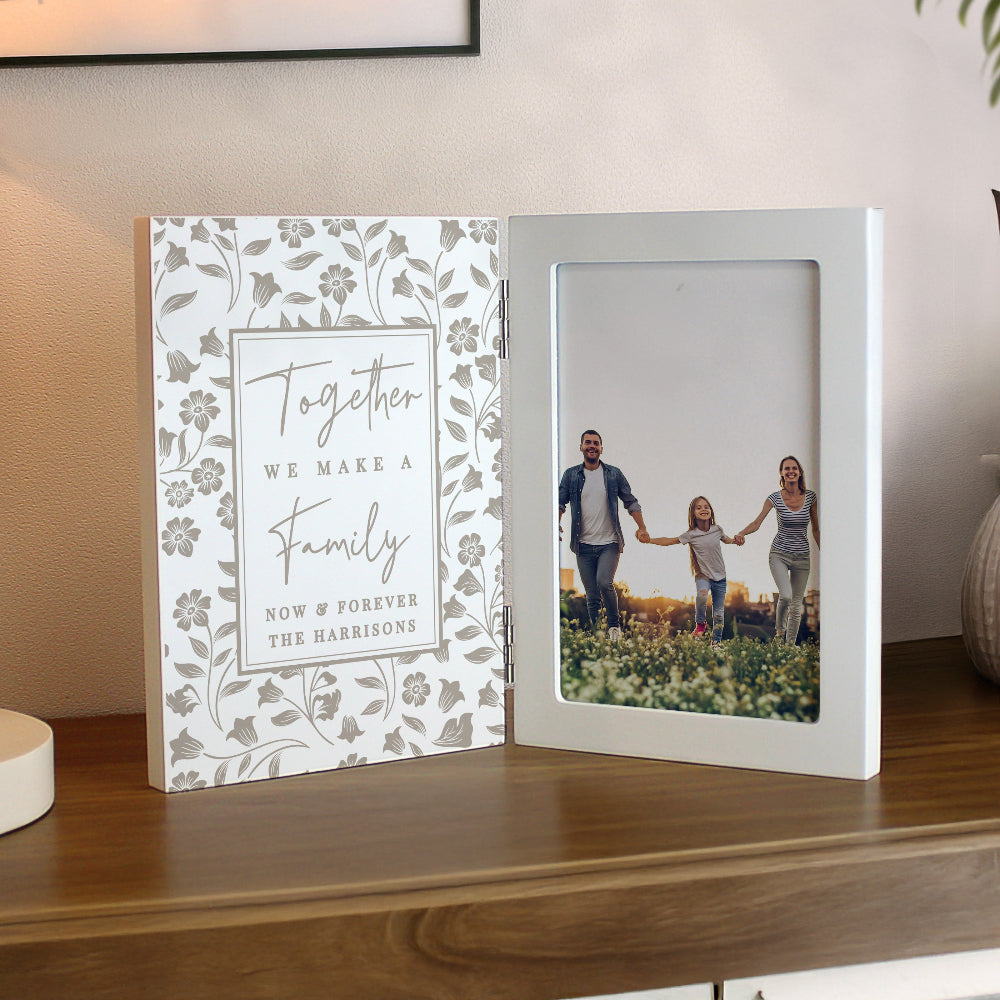 Personalised Family Wooden Hinged Photo Frame