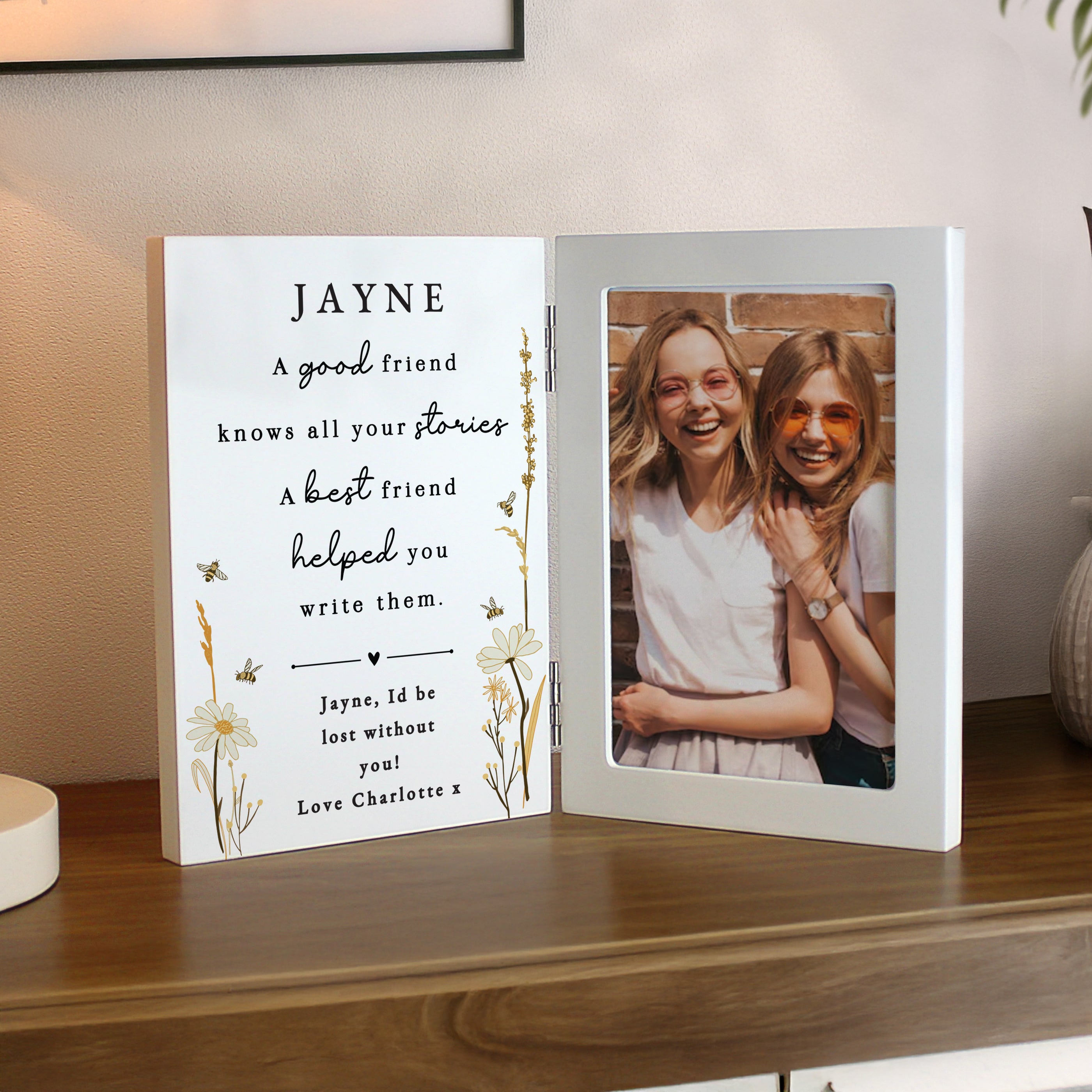Personalised Friend Wooden Hinged  Photo Frame