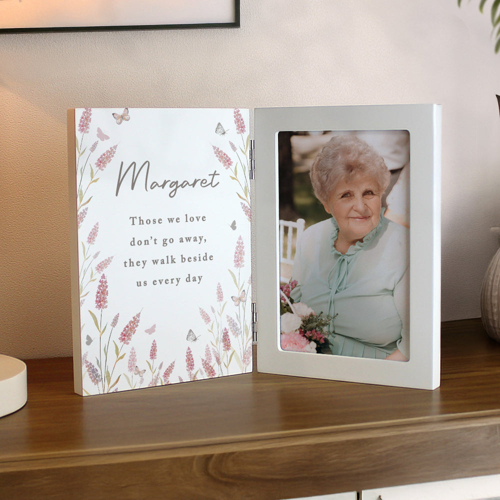 Personalised Floral Wooden Hinged  Photo Frame