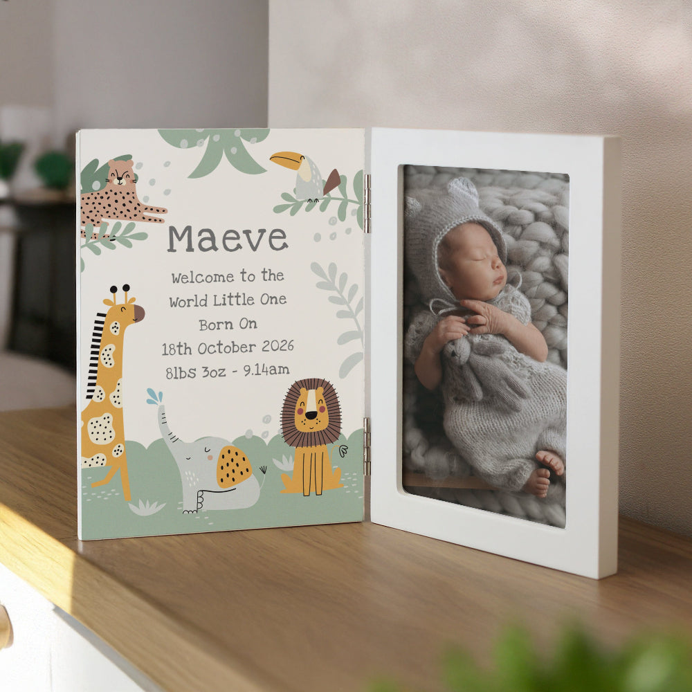Personalised Animals Wooden Hinged Photo Frame