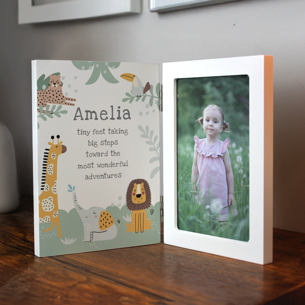 Personalised Animals Wooden Hinged Photo Frame