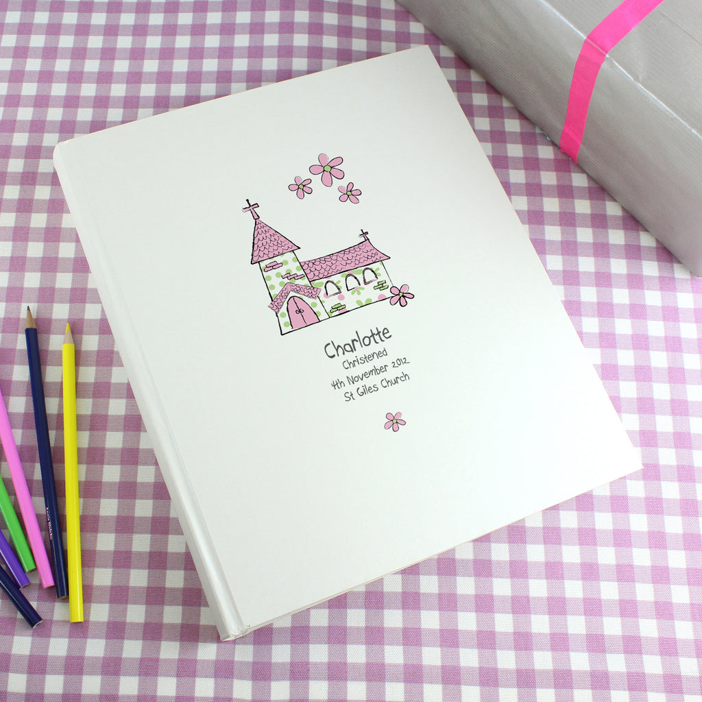 Eleanoras Personalised Whimsical Church Pink Traditional Photo Album Photo Frames, Albums & Guest Books