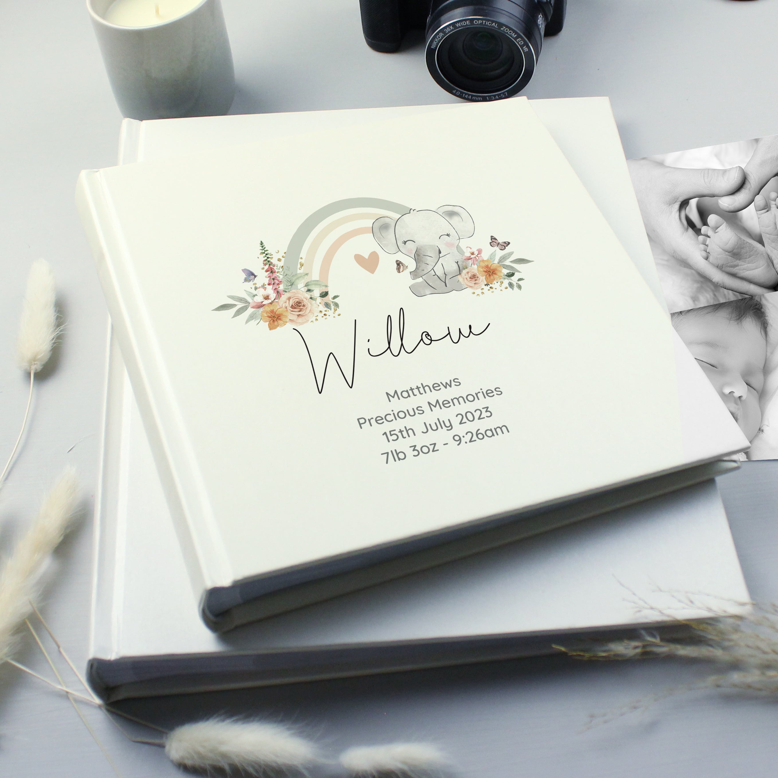 Eleanoras Personalised Floral Elephant Photo Album Photo Frames, Albums & Guest Books