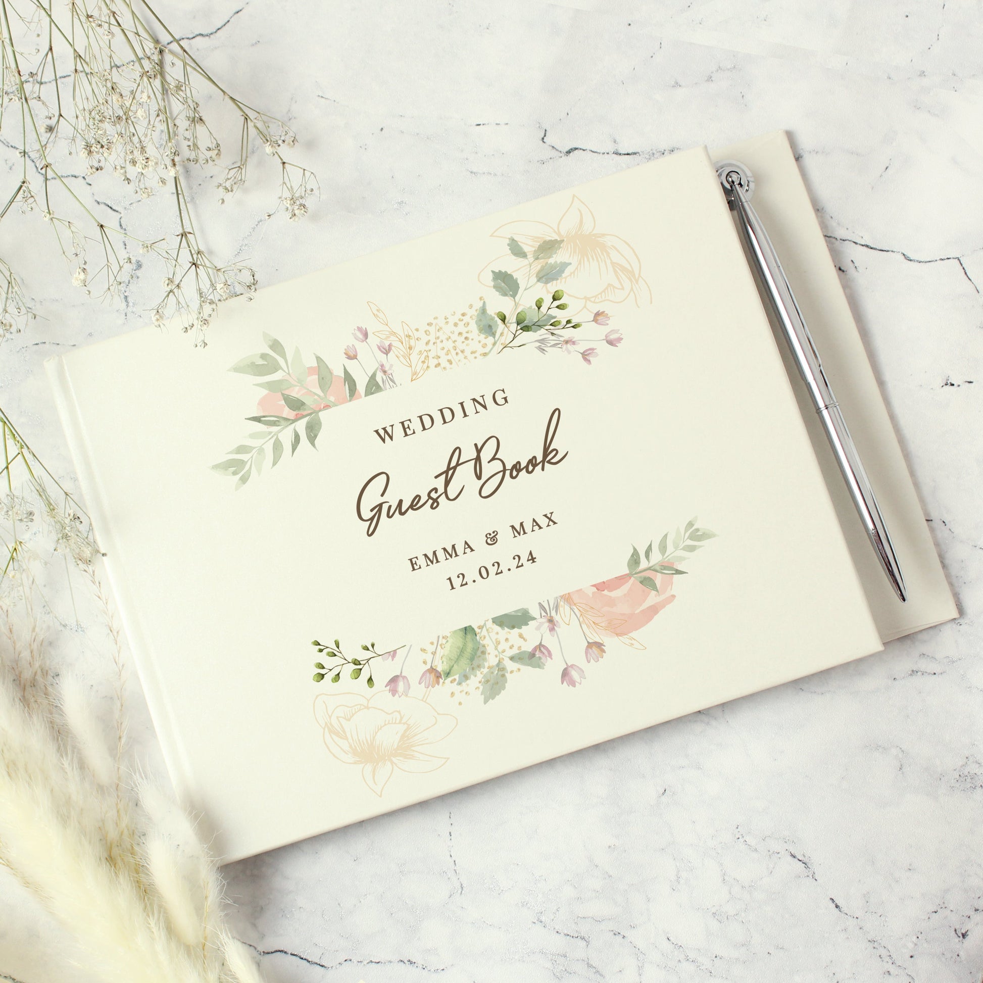 Eleanoras FLORAL WATERCOLOUR PERSONALISED GUEST BOOK Guest Books