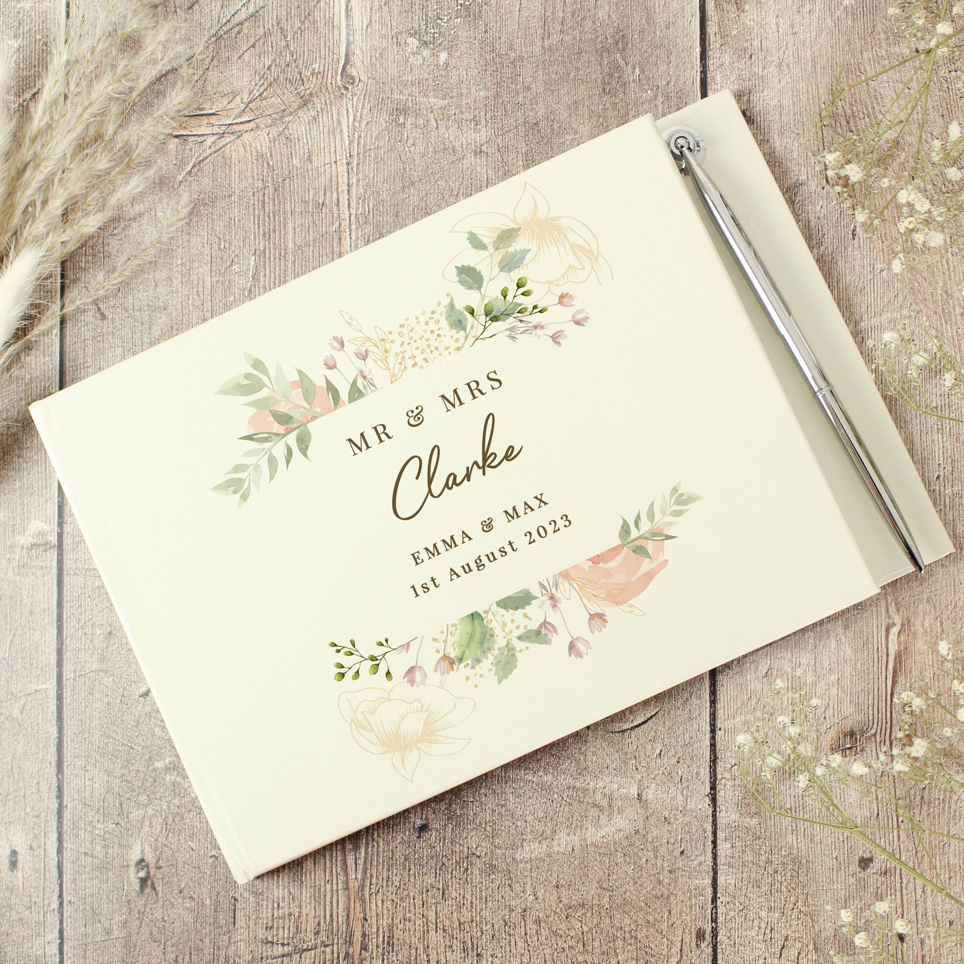 Eleanoras FLORAL WATERCOLOUR PERSONALISED GUEST BOOK Guest Books