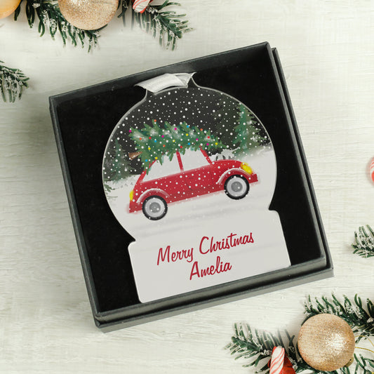 Eleanoras Personalised Driving Home For Christmas Acrylic Snow globe Decoration 