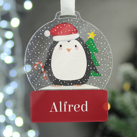 Eleanoras Personalised Penguin Acrylic Snowglobe Decoration 