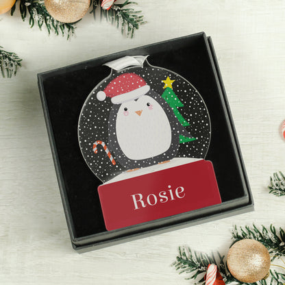 Personalised Penguin Acrylic Snowglobe Decoration  from Eleanoras